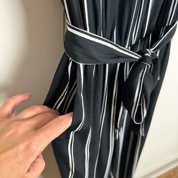 Sparkz Copenhagen Short Sleeve Crop Wide Leg Jumpsuit Black White Stripe Small - Picture 8 of 15